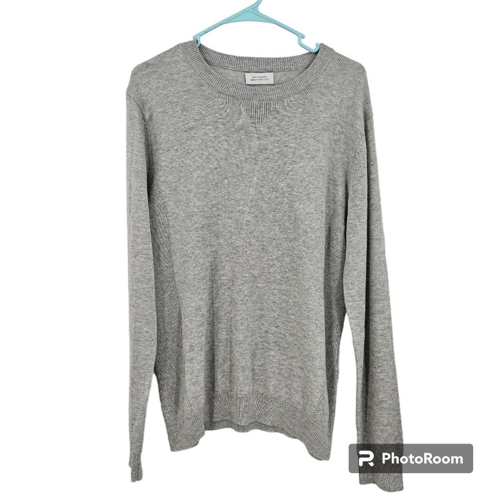 Saturdays NYC Sweater Gray Mens Crew Neck Cashmere Silk Blend Pullover Size S